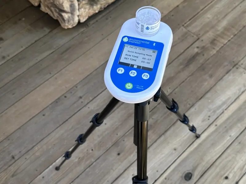 Environmental Express pump on tripod, sampling in progress
